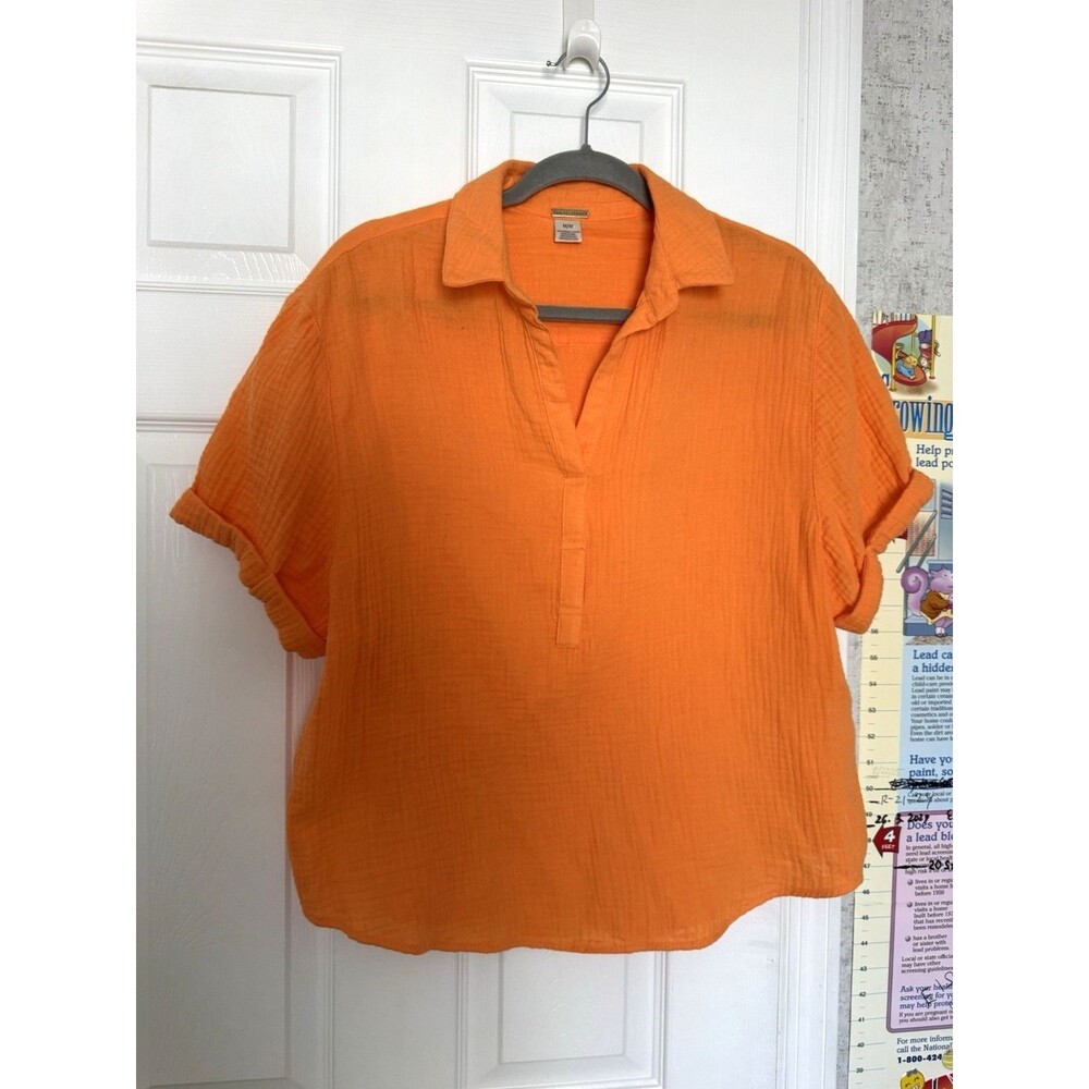 Magaschoni Organic Cotton Women’s Orange Top Blouse Medium